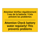 Attention Vérifiez régulièrement  /.../ - Attention Check battery water  /.../