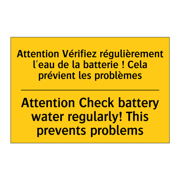 Attention Vérifiez régulièrement  /.../ - Attention Check battery water  /.../