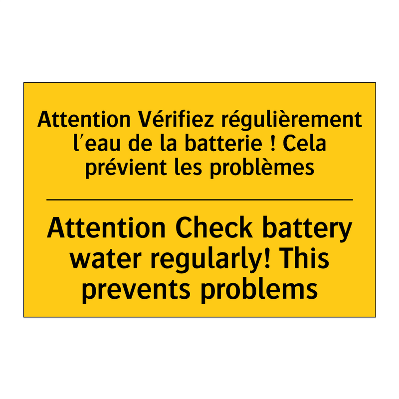 Attention Vérifiez régulièrement  /.../ - Attention Check battery water  /.../