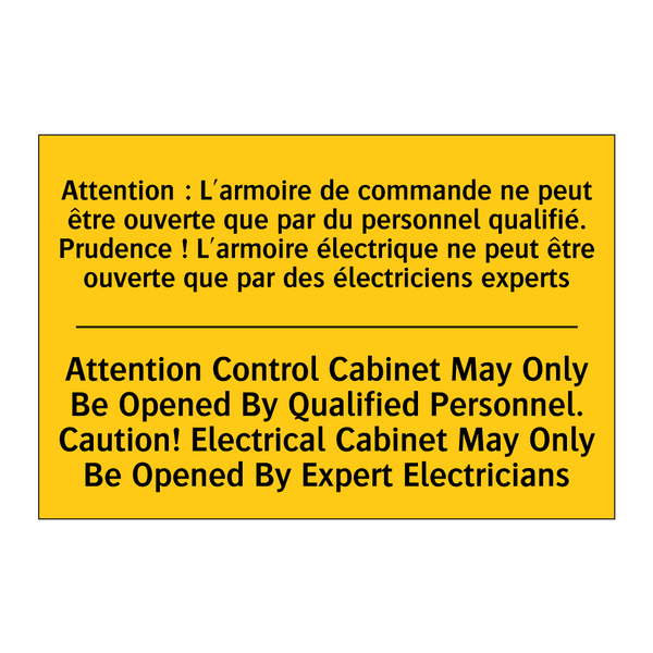 Attention : L'armoire de commande  /.../ - Attention Control Cabinet May  /.../