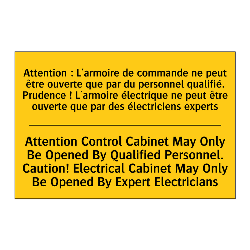 Attention : L'armoire de commande  /.../ - Attention Control Cabinet May  /.../