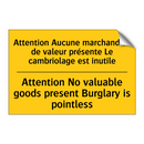 Attention Aucune marchandise de  /.../ - Attention No valuable goods present  /.../