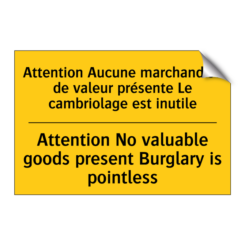 Attention Aucune marchandise de  /.../ - Attention No valuable goods present  /.../
