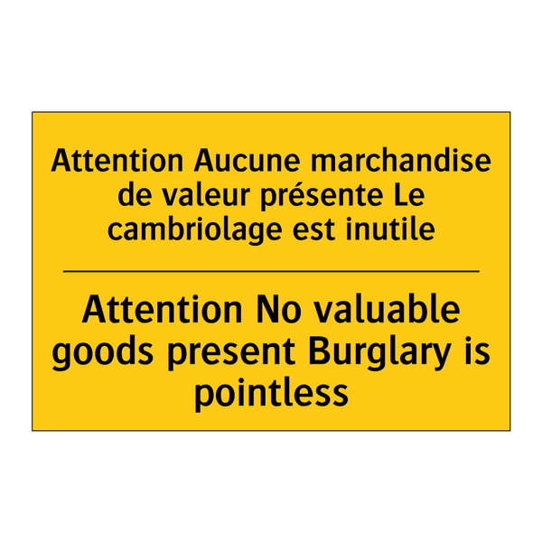 Attention Aucune marchandise de  /.../ - Attention No valuable goods present  /.../