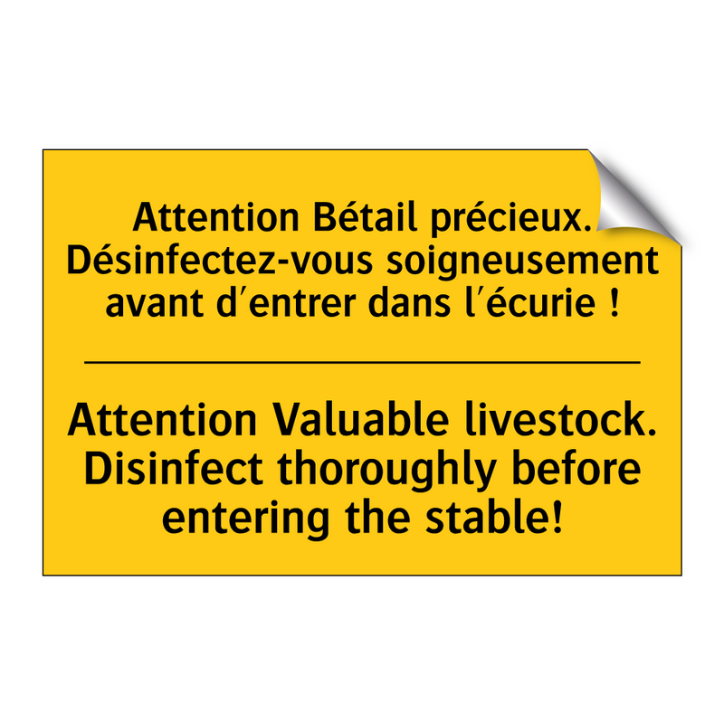 Attention Bétail précieux. Désinfectez-vous  /.../ - Attention Valuable livestock.  /.../