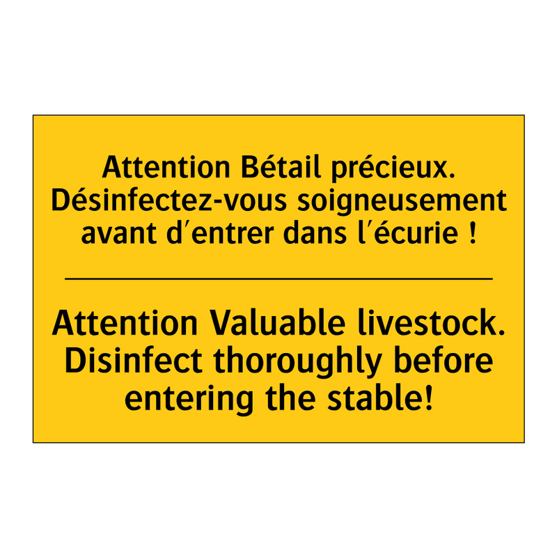 Attention Bétail précieux. Désinfectez-vous  /.../ - Attention Valuable livestock.  /.../