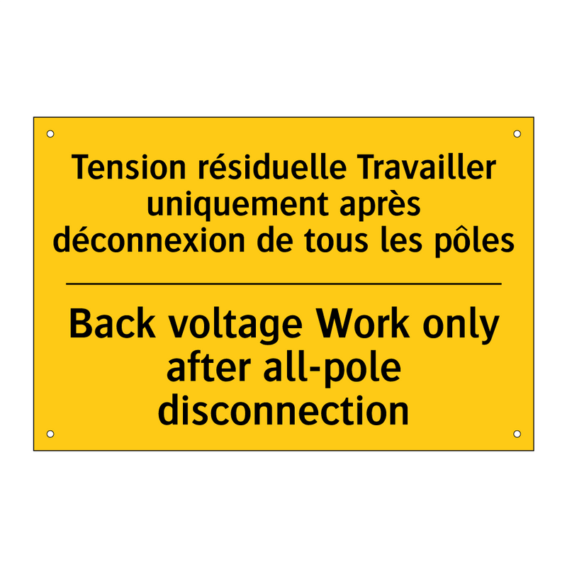 Tension résiduelle Travailler  /.../ - Back voltage Work only after all-pole  /.../