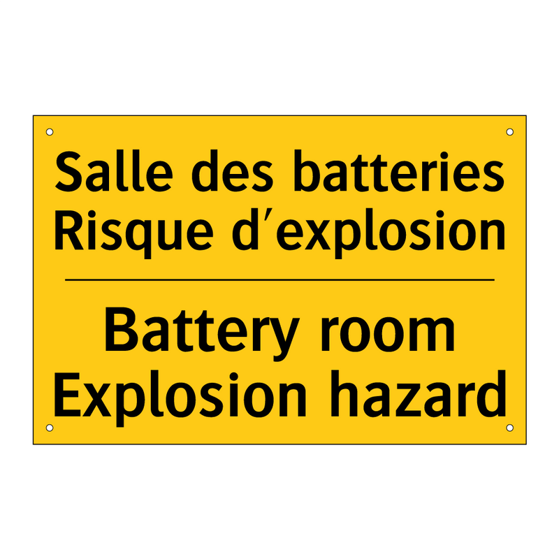 Salle des batteries Risque d'explosion /.../ - Battery room Explosion hazard