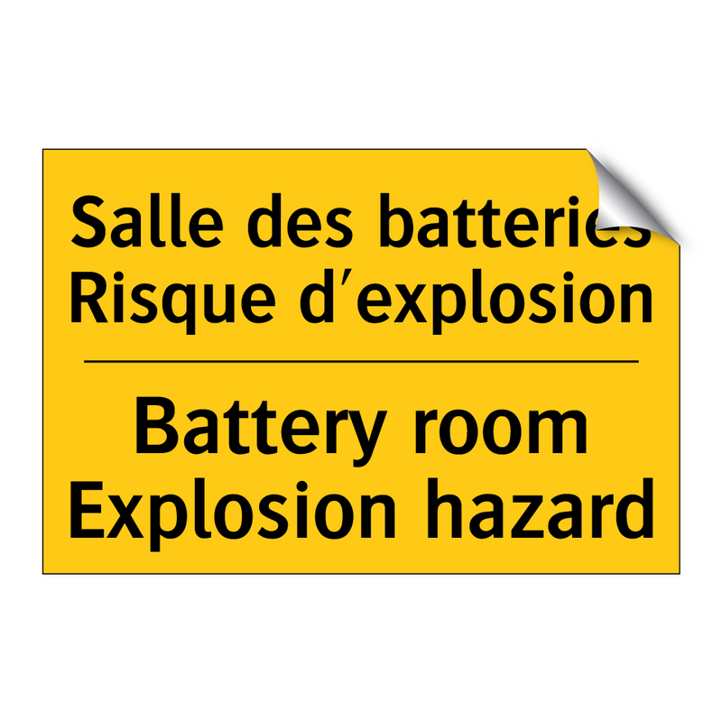 Salle des batteries Risque d'explosion /.../ - Battery room Explosion hazard