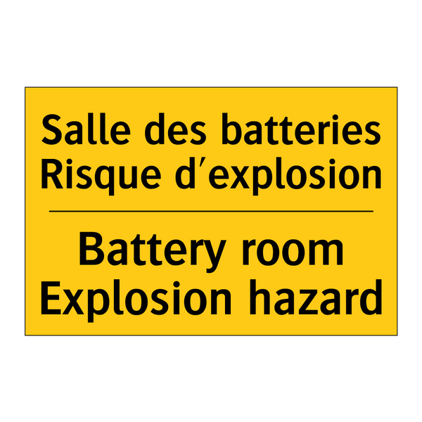 Salle des batteries Risque d'explosion /.../ - Battery room Explosion hazard
