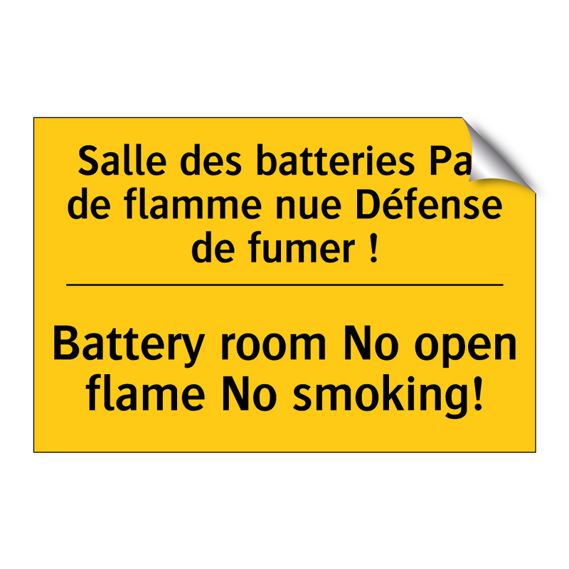 Salle des batteries Pas de flamme  /.../ - Battery room No open flame No  /.../