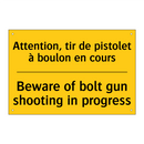 Attention, tir de pistolet à boulon  /.../ - Beware of bolt gun shooting in  /.../