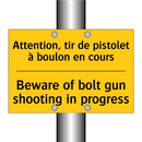 Attention, tir de pistolet à boulon  /.../ - Beware of bolt gun shooting in  /.../