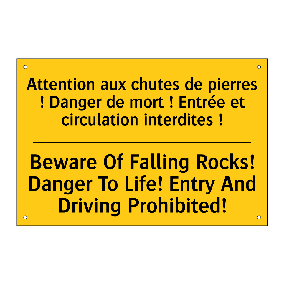Attention aux chutes de pierres  /.../ - Beware Of Falling Rocks! Danger  /.../