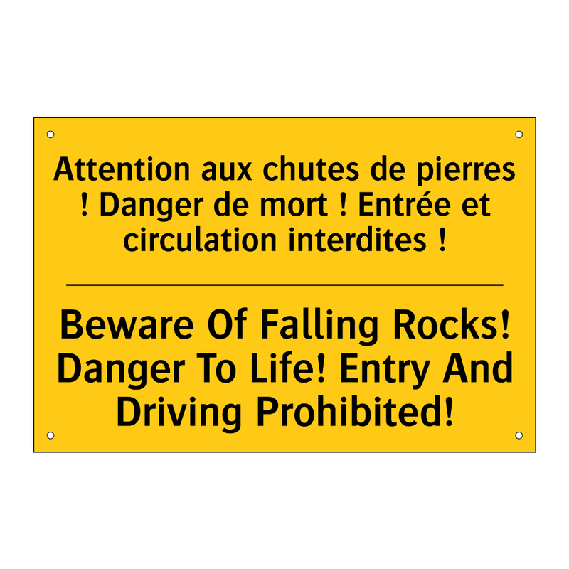 Attention aux chutes de pierres  /.../ - Beware Of Falling Rocks! Danger  /.../