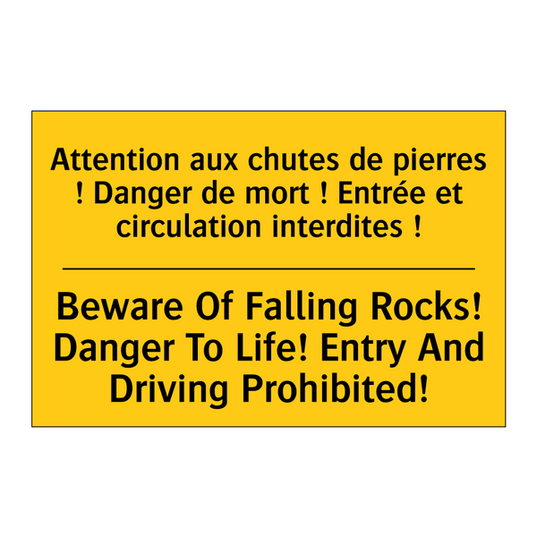 Attention aux chutes de pierres  /.../ - Beware Of Falling Rocks! Danger  /.../