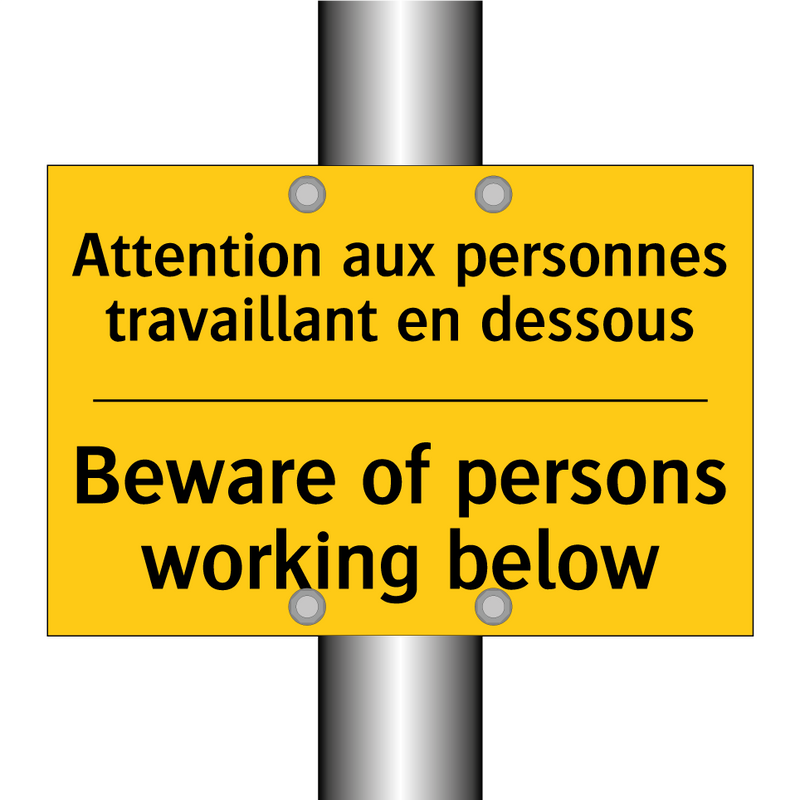Attention aux personnes travaillant  /.../ - Beware of persons working below /.../