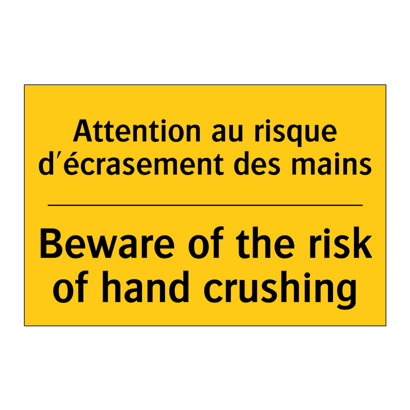 Attention au risque d'écrasement  /.../ - Beware of the risk of hand crushing /.../