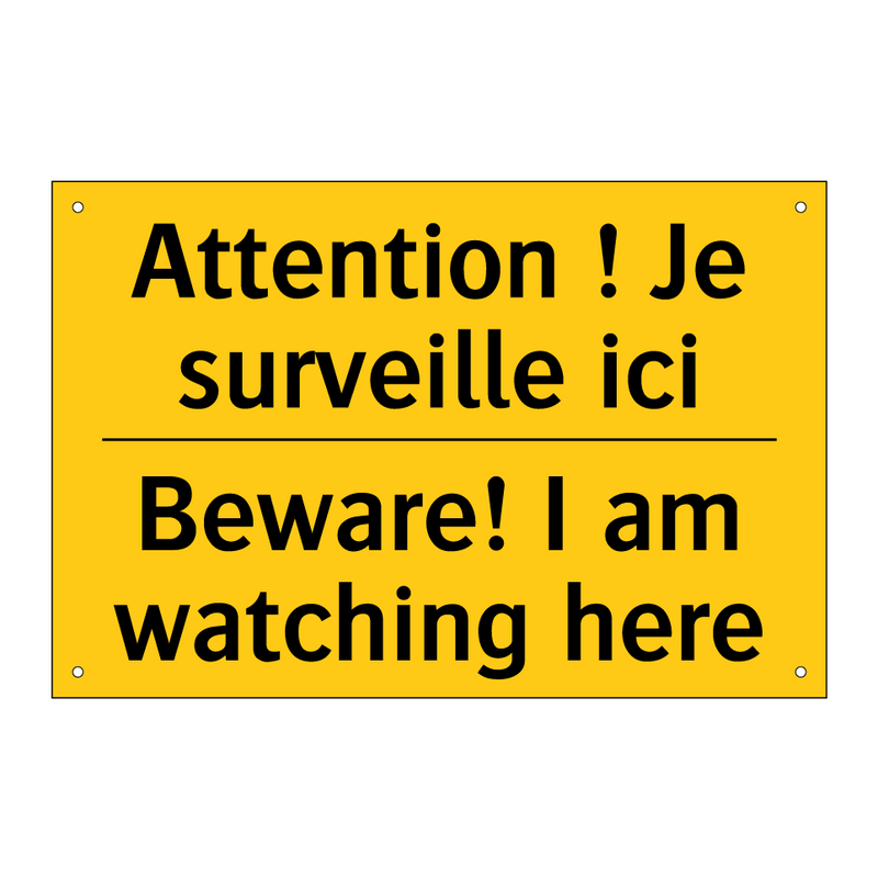 Attention ! Je surveille ici - Beware! I am watching here