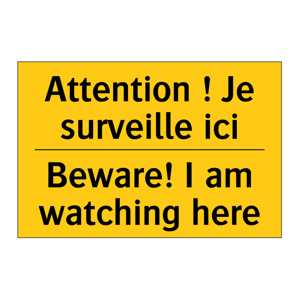 Attention ! Je surveille ici - Beware! I am watching here