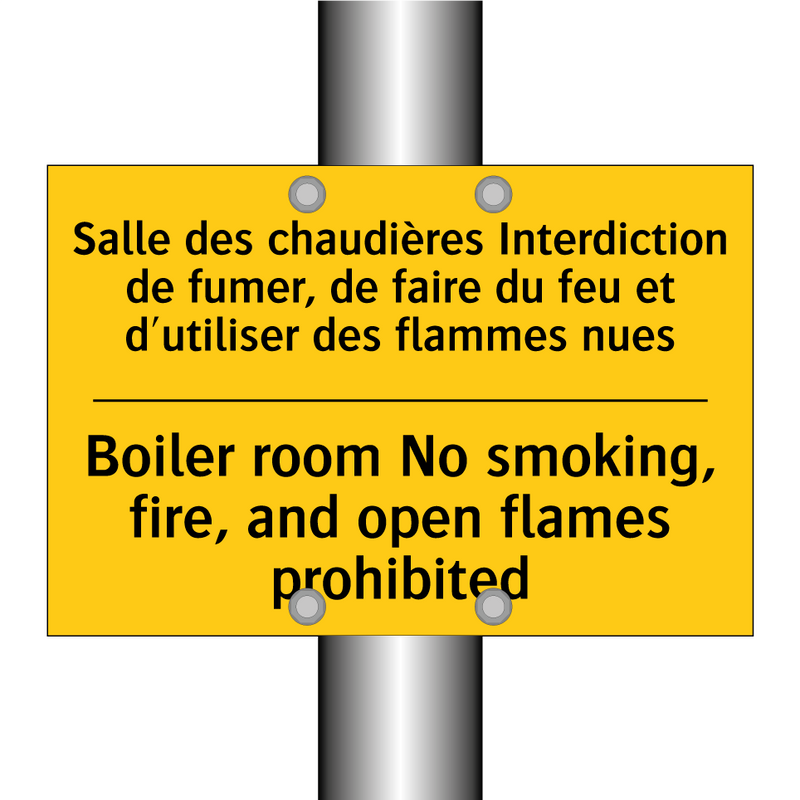 Salle des chaudières Interdiction  /.../ - Boiler room No smoking, fire,  /.../