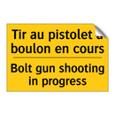 Tir au pistolet à boulon en cours /.../ - Bolt gun shooting in progress