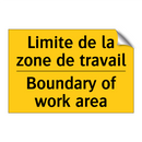 Limite de la zone de travail - Boundary of work area