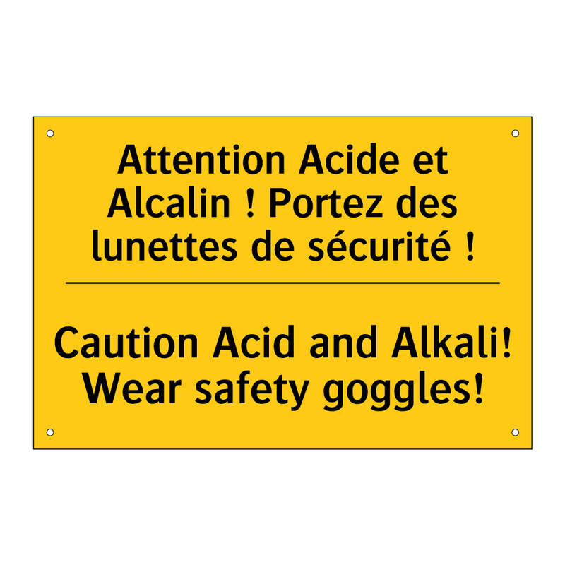 Attention Acide et Alcalin ! Portez  /.../ - Caution Acid and Alkali! Wear  /.../