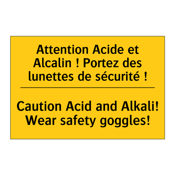 Attention Acide et Alcalin ! Portez  /.../ - Caution Acid and Alkali! Wear  /.../