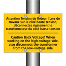 Attention Tension de Retour !  /.../ - Caution Back Voltage! When working  /.../