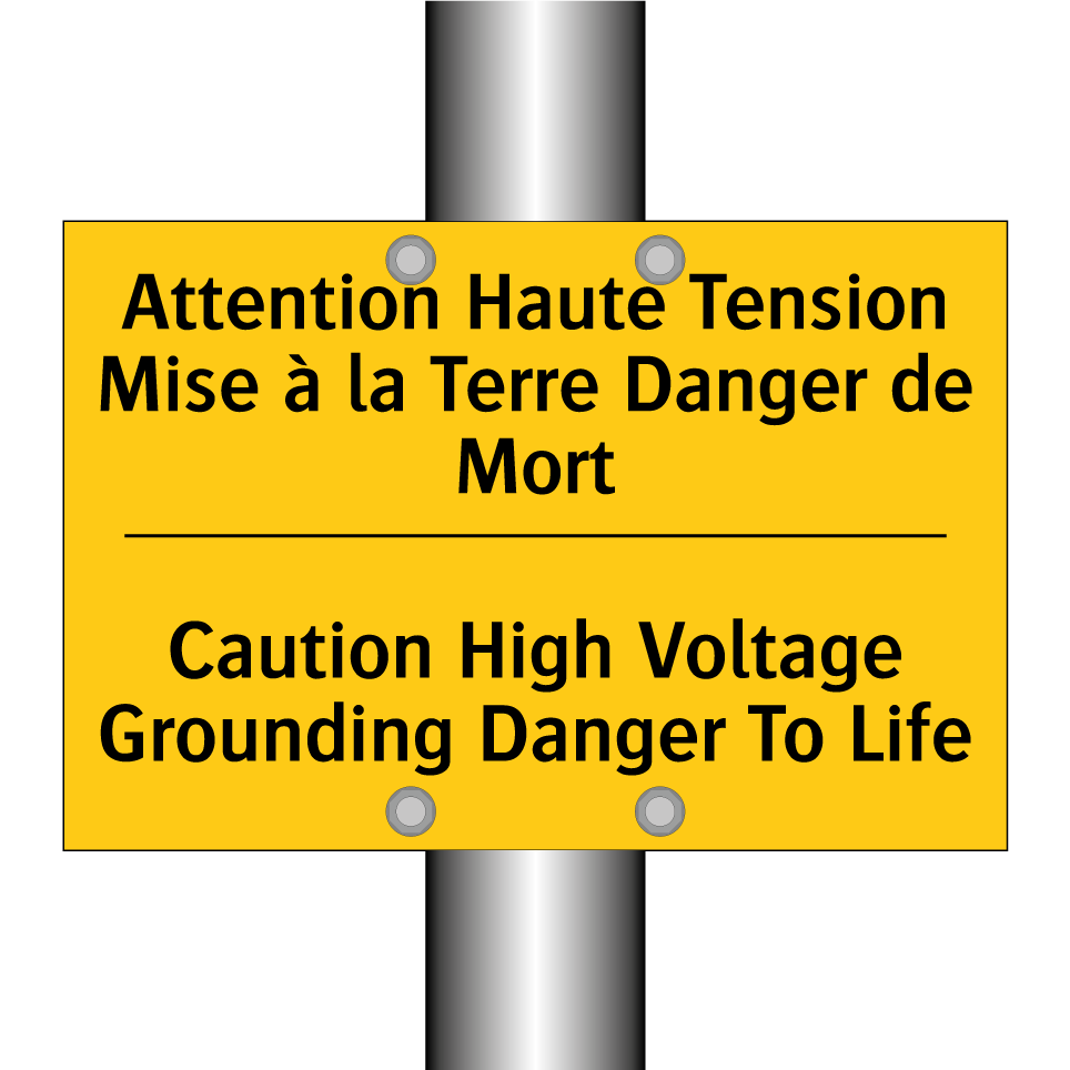 Attention Haute Tension Mise à  /.../ - Caution High Voltage Grounding  /.../