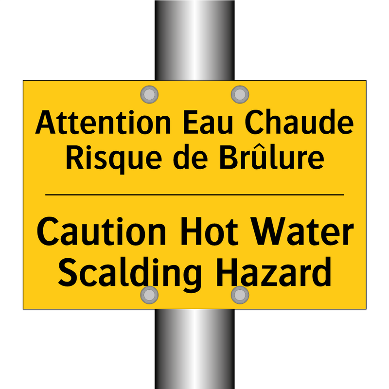 Attention Eau Chaude Risque de  /.../ - Caution Hot Water Scalding Hazard /.../