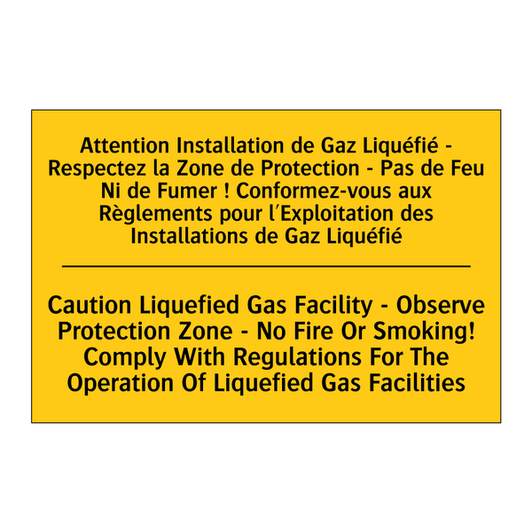 Attention Installation de Gaz  /.../ - Caution Liquefied Gas Facility  /.../