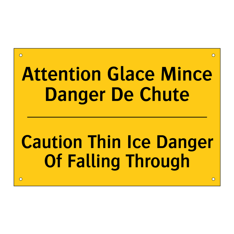Attention Glace Mince Danger De  /.../ - Caution Thin Ice Danger Of Falling  /.../