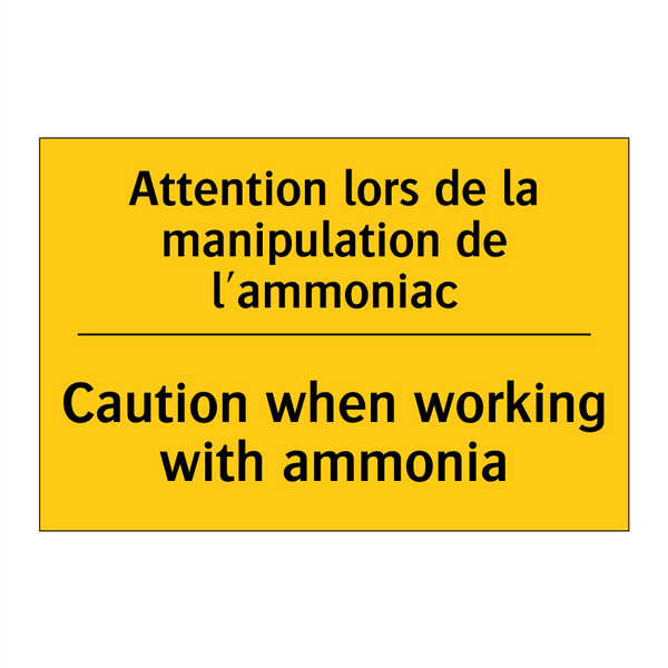 Attention lors de la manipulation  /.../ - Caution when working with ammonia /.../