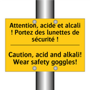 Attention, acide et alcali ! Portez  /.../ - Caution, acid and alkali! Wear  /.../