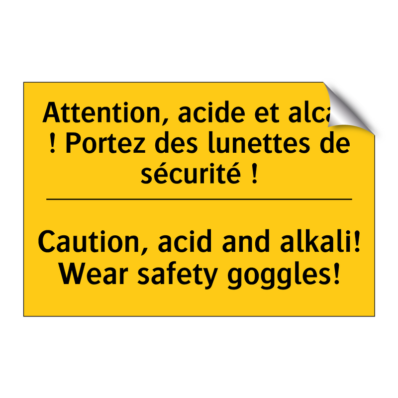 Attention, acide et alcali ! Portez  /.../ - Caution, acid and alkali! Wear  /.../