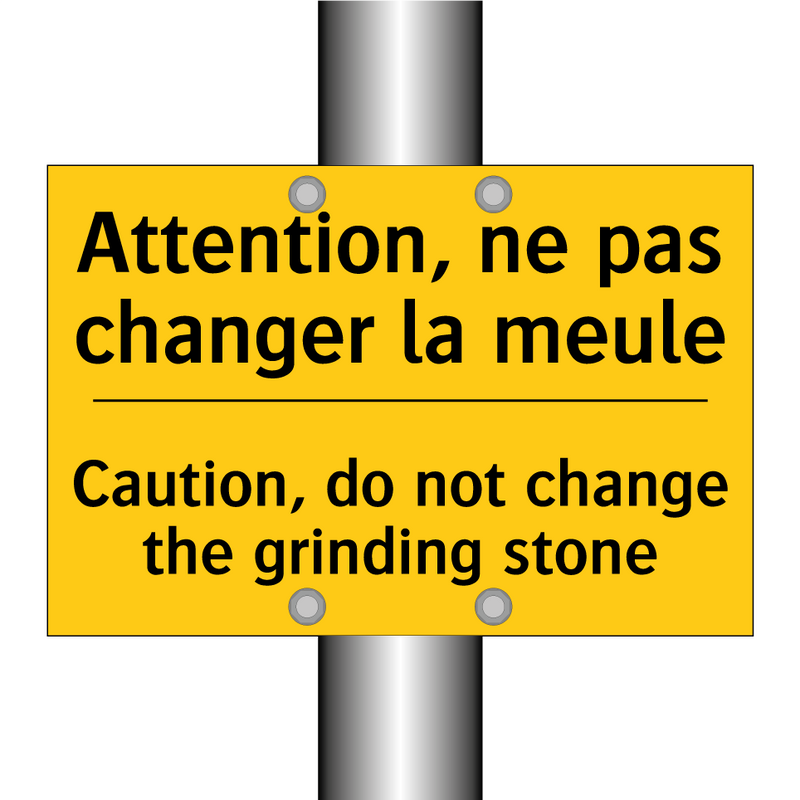 Attention, ne pas changer la meule /.../ - Caution, do not change the grinding  /.../