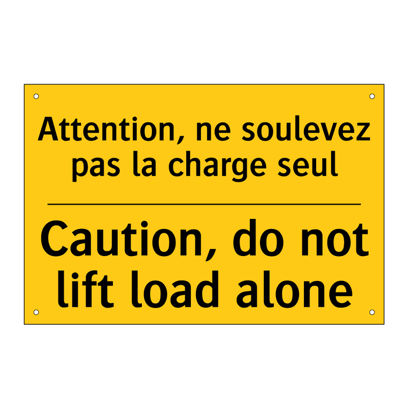 Attention, ne soulevez pas la  /.../ - Caution, do not lift load alone /.../
