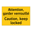 Attention, garder verrouillé - Caution, keep locked