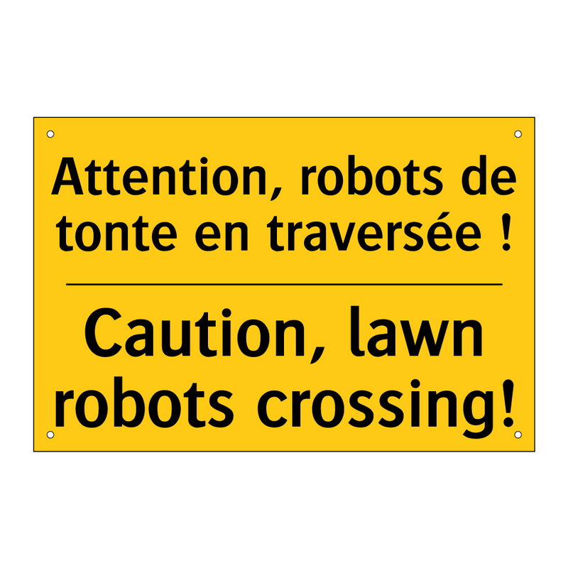 Attention, robots de tonte en  /.../ - Caution, lawn robots crossing!