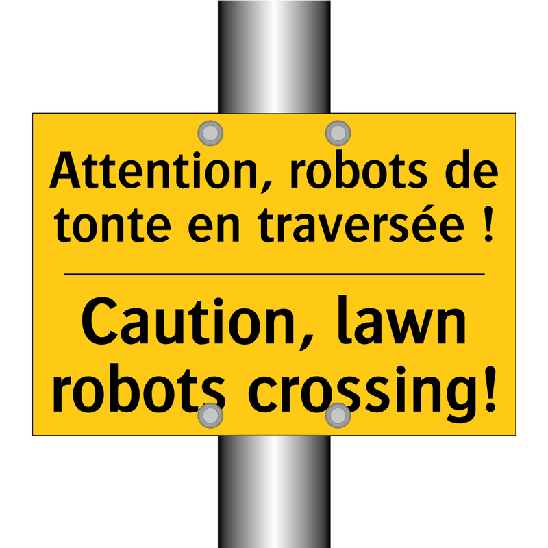 Attention, robots de tonte en  /.../ - Caution, lawn robots crossing!