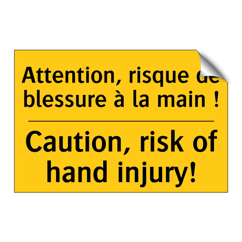 Attention, risque de blessure  /.../ - Caution, risk of hand injury!