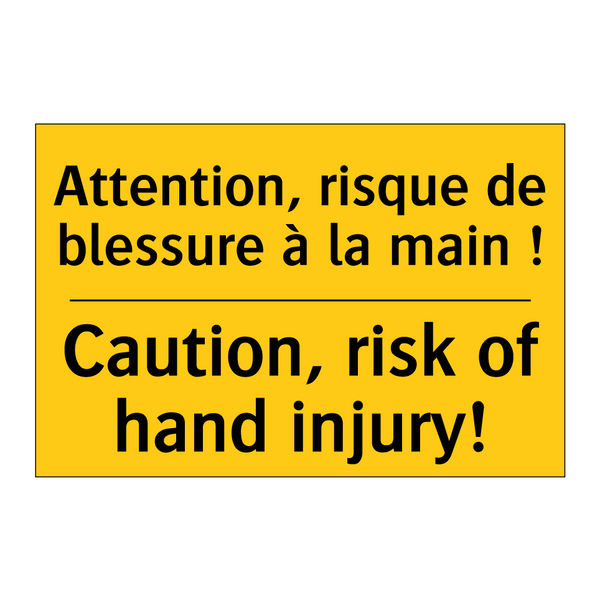 Attention, risque de blessure  /.../ - Caution, risk of hand injury!