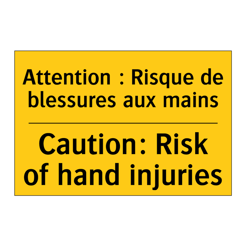 Attention : Risque de blessures  /.../ - Caution: Risk of hand injuries