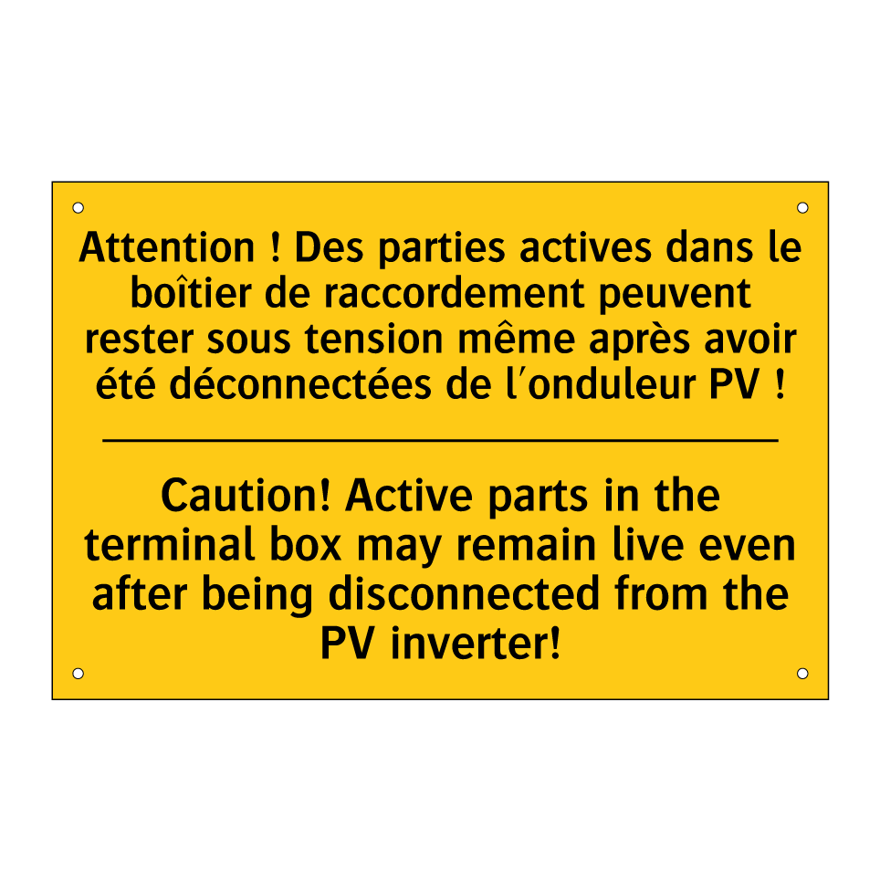 Attention ! Des parties actives  /.../ - Caution! Active parts in the terminal  /.../