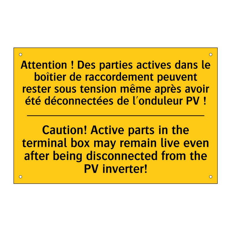 Attention ! Des parties actives  /.../ - Caution! Active parts in the terminal  /.../