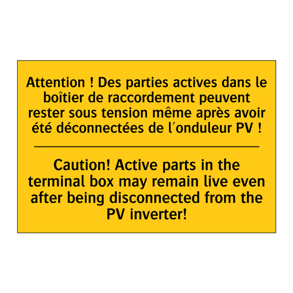 Attention ! Des parties actives  /.../ - Caution! Active parts in the terminal  /.../
