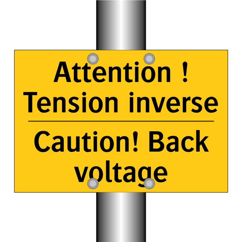 Attention ! Tension inverse - Caution! Back voltage
