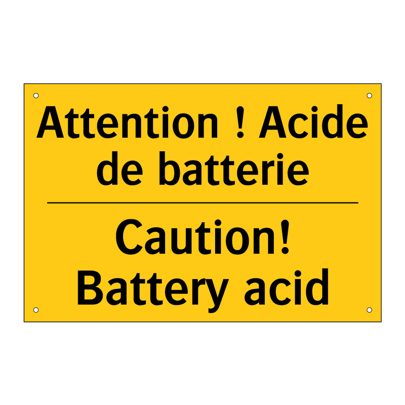 Attention ! Acide de batterie - Caution! Battery acid